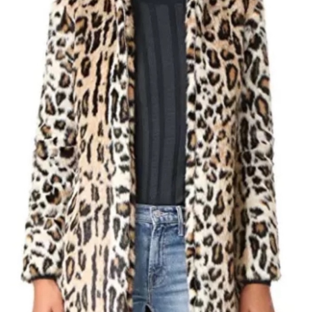 cupcakes & cashmere Leopard Print Teddy Coat in Tan, Black, White